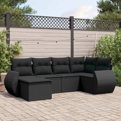 VIDAXL Salon de jardin modulable resine tressee noir 6 pieces 62 x 71 x 69 6 personnes