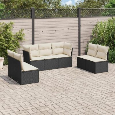 VIDAXL Salon de jardin modulable resine tressee noir 7 pieces x 110 x 69 7 personnes