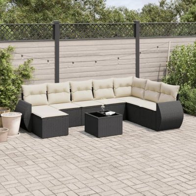 Salon de jardin modulable resine tressee noir 8 personnes 62 x 71 x 69 cm 9 pieces