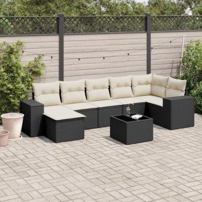 VIDAXL Salon de jardin modulable resine tressee noir 8 pieces x 83 x 69 7 personnes