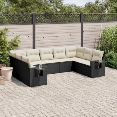 VIDAXL Salon de jardin modulable resine tressee noir 9 pieces x 62 x 69 9 personnes