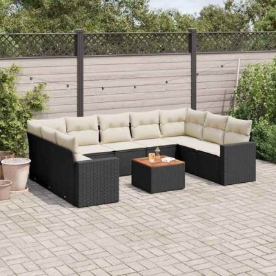 VIDAXL Salon de jardin modulable rotin 9 personnes 10 pieces 62 x 62 x 69 cm noir