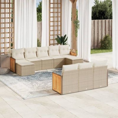 VIDAXL Salon de jardin modulable rotin beige 10 pieces x 59 x 69 10 personnes