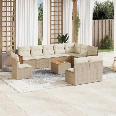 VIDAXL Salon de jardin modulable rotin beige 11 pieces x 59 x 69 10 personnes