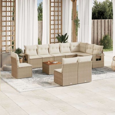 VIDAXL Salon de jardin modulable rotin beige 11 pieces x 62 x 69 10 personnes 