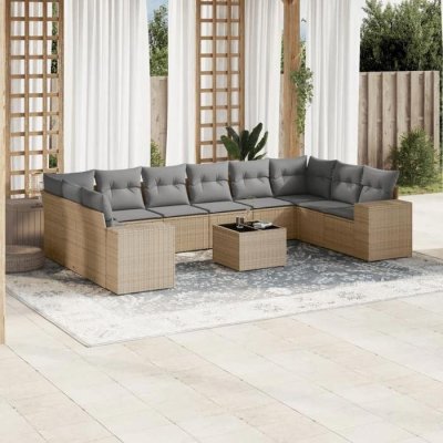 VIDAXL Salon de jardin modulable rotin beige 11 pieces x 83 x 69