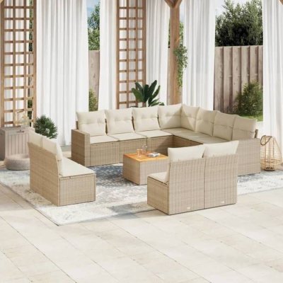 VIDAXL Salon de jardin modulable rotin beige 12 pieces 65.5 x 65.5 x 69