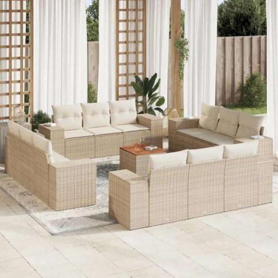 VIDAXL Salon de jardin modulable rotin beige 13 pieces x 83 x 69 12 personnes