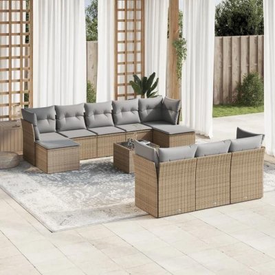 VIDAXL Salon de jardin modulable rotin beige 2 personnes 55 x 62 x 69 cm 11 pieces