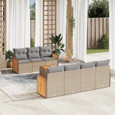 VIDAXL Salon de jardin modulable rotin beige 8 pieces x 59 x 69 7 personnes