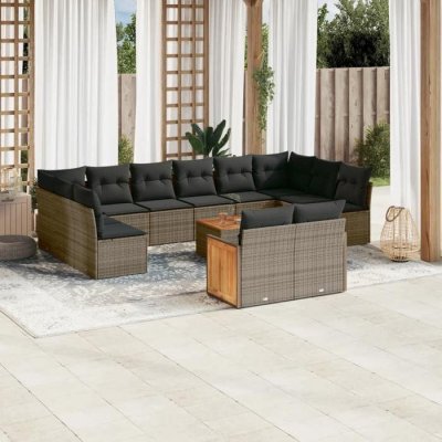 VIDAXL Salon de jardin modulable rotin gris 13 pieces x 59 x 69 12 personnes