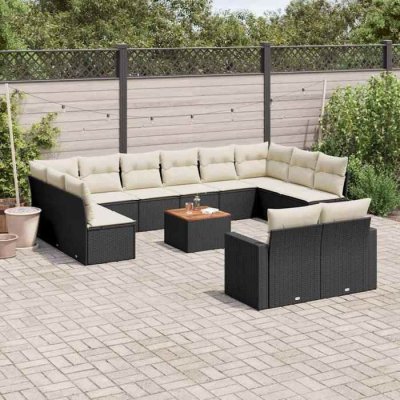 VIDAXL Salon de jardin modulable rotin noir 13 pieces x 65.5 x 69 12 personnes