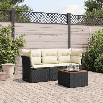 VIDAXL Salon de jardin modulable rotin noir 3 personnes 62 x 62 x 69 cm 4 pieces