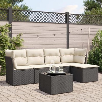VIDAXL Salon de jardin modulable rotin noir 6 pieces x 234 x 69 5 personnes
