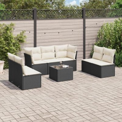 VIDAXL Salon de jardin modulable rotin noir 8 pieces x 110 x 69 7 personnes