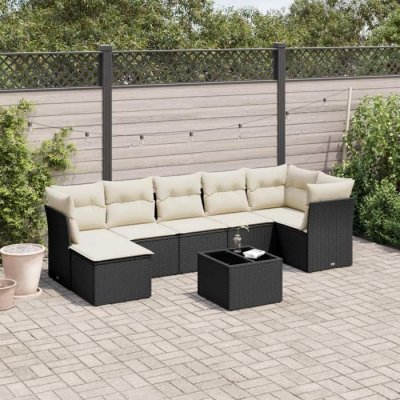 VIDAXL Salon de jardin modulable rotin noir 8 pieces x 289 x 69 7 personnes