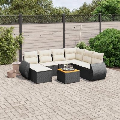 VIDAXL Salon de jardin modulable rotin noir 8 pieces x 70 x 69 7 personnes