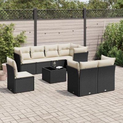VIDAXL Salon de jardin modulable rotin noir 9 pieces x 124 x 69 8 personnes
