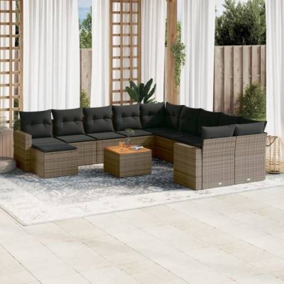 VIDAXL Salon de jardin modulable  12 pieces rotin gris 62 x 62 x 69 cm