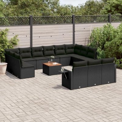 VIDAXL Salon de jardin modulable  14 pieces resine tressee noir 62 x 62 x 69