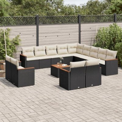 VIDAXL Salon de jardin modulable  14 pieces resine tressee noir 62 x 62 x 69 cm