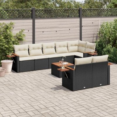 VIDAXL Salon de jardin modulable  8 personnes noir 9 pieces 62.0 x 62 x 69 cm resine tressee