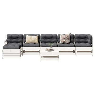 VIDAXL Salon de jardin modulable  bois blanc 7 pieces 7 personnes