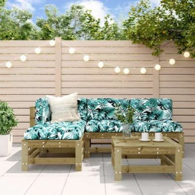 VIDAXL Salon de jardin modulable  bois bois 5 pieces x 63.5 x 60 5 personnes 