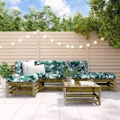 Salon de jardin modulable Vidaxl bois bois 6 pieces x 63.5 x 60 6 personnes 
