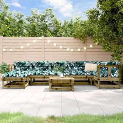 VIDAXL Salon de jardin modulable  bois bois 8 pieces 7 personnes