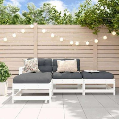 VIDAXL Salon de jardin modulable  bois massif blanc 4 pieces x 66 x 70.5 4 personnes 