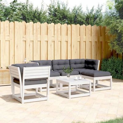 VIDAXL Salon de jardin modulable  bois massif blanc 5 pieces x 83 x 78 5 personnes