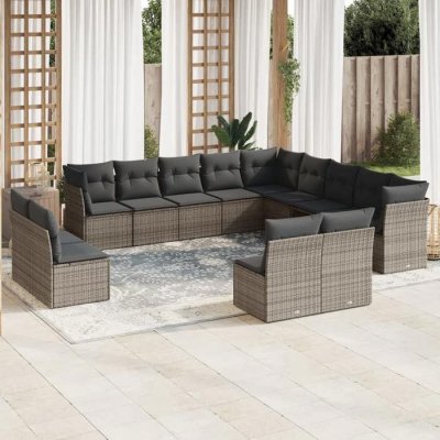 VIDAXL Salon de jardin modulable  gris resine tressee 13 pieces 55.0 x 62 x 69 cm