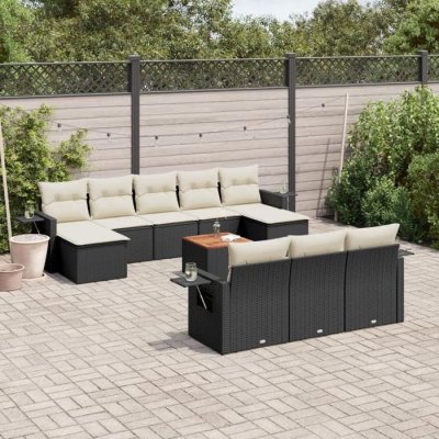 VIDAXL Salon de jardin modulable  noir 11 pieces 10 personnes 62 x 55 x 69 resine tressee