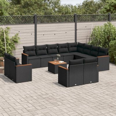 VIDAXL Salon de jardin modulable  noir 13 pieces 12 personnes 62.0 x 62 x 69 cm resine tressee