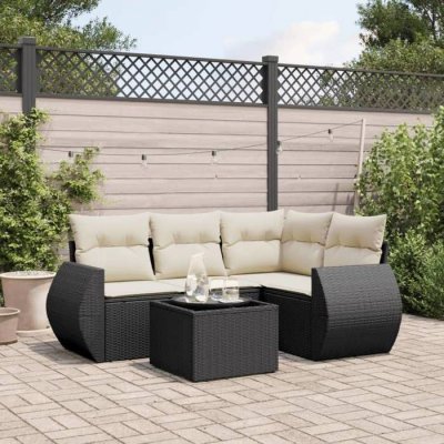 VIDAXL Salon de jardin modulable  noir resine tressee 4 personnes x 70 x 69 5 pieces 