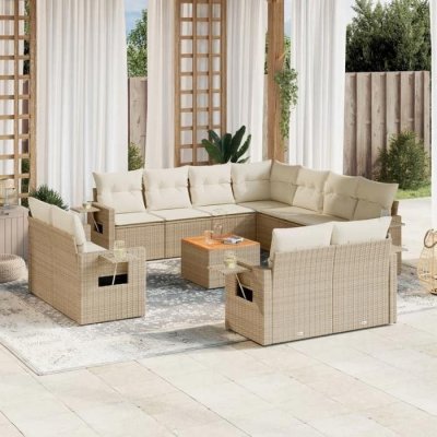 VIDAXL Salon de jardin modulable  polyethylene 11 personnes 12 pieces
