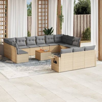 VIDAXL Salon de jardin modulable  polyethylene 14 pieces 