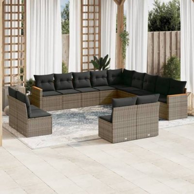 VIDAXL Salon de jardin modulable  resine tressee gris 13 pieces 62.0 x 62 x 69