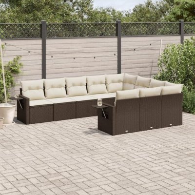 VIDAXL Salon de jardin modulable  resine tressee marron 10 pieces 62 x 55 x 69 10 personnes