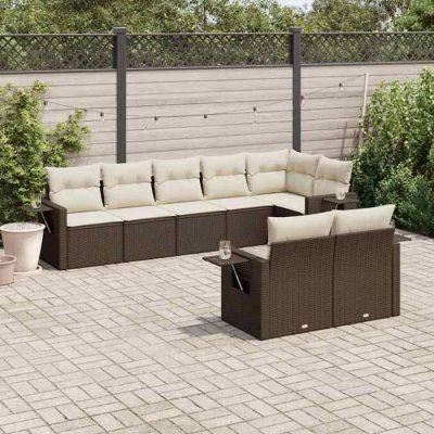 VIDAXL Salon de jardin modulable  resine tressee marron 8 pieces 8 personnes