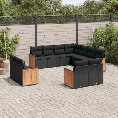 VIDAXL Salon de jardin modulable  resine tressee noir 11 pieces x 59 x 69 11 personnes