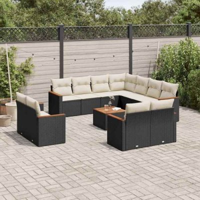 VIDAXL Salon de jardin modulable  resine tressee noir 12 pieces 62.0 x 62 x 69 11 personnes