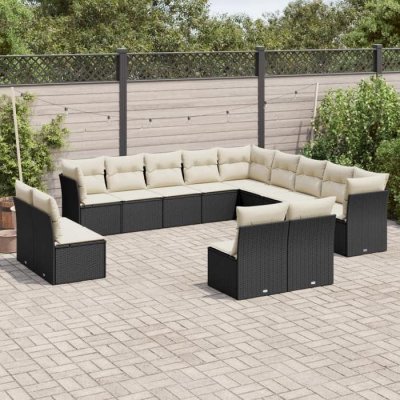 VIDAXL Salon de jardin modulable  resine tressee noir 13 pieces 55.0 x 62 x 69