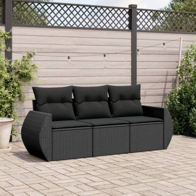 VIDAXL Salon de jardin modulable  resine tressee noir 3 pieces 55.0 x 62 x 69 3 personnes 