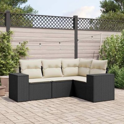 VIDAXL Salon de jardin modulable  resine tressee noir 4 pieces x 83 x 69 4 personnes