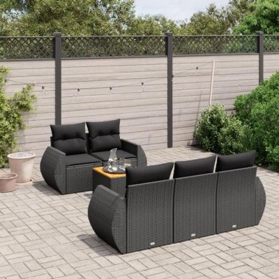 VIDAXL Salon de jardin modulable  resine tressee noir 6 pieces x 70 x 69 5 personnes