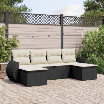 VIDAXL Salon de jardin modulable  resine tressee noir 6 pieces x 71 x 69 6 personnes