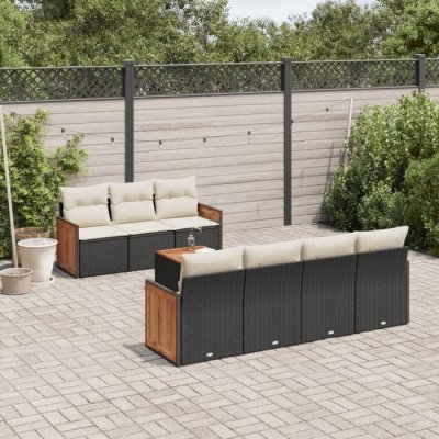 VIDAXL Salon de jardin modulable  resine tressee noir 8 pieces x 59 x 69 7 personnes 
