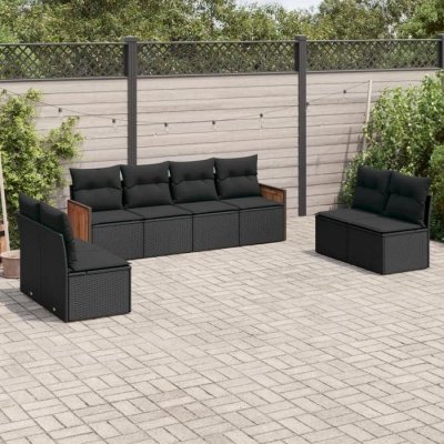 VIDAXL Salon de jardin modulable  resine tressee noir 8 pieces x 59 x 69 8 personnes